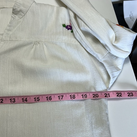 VINTAGE HOMEMADE EMBROIDERED WHITE BOHO HIPPIE LONG SLEEVE NO TAGS SZ M/S - Picture 13 of 13